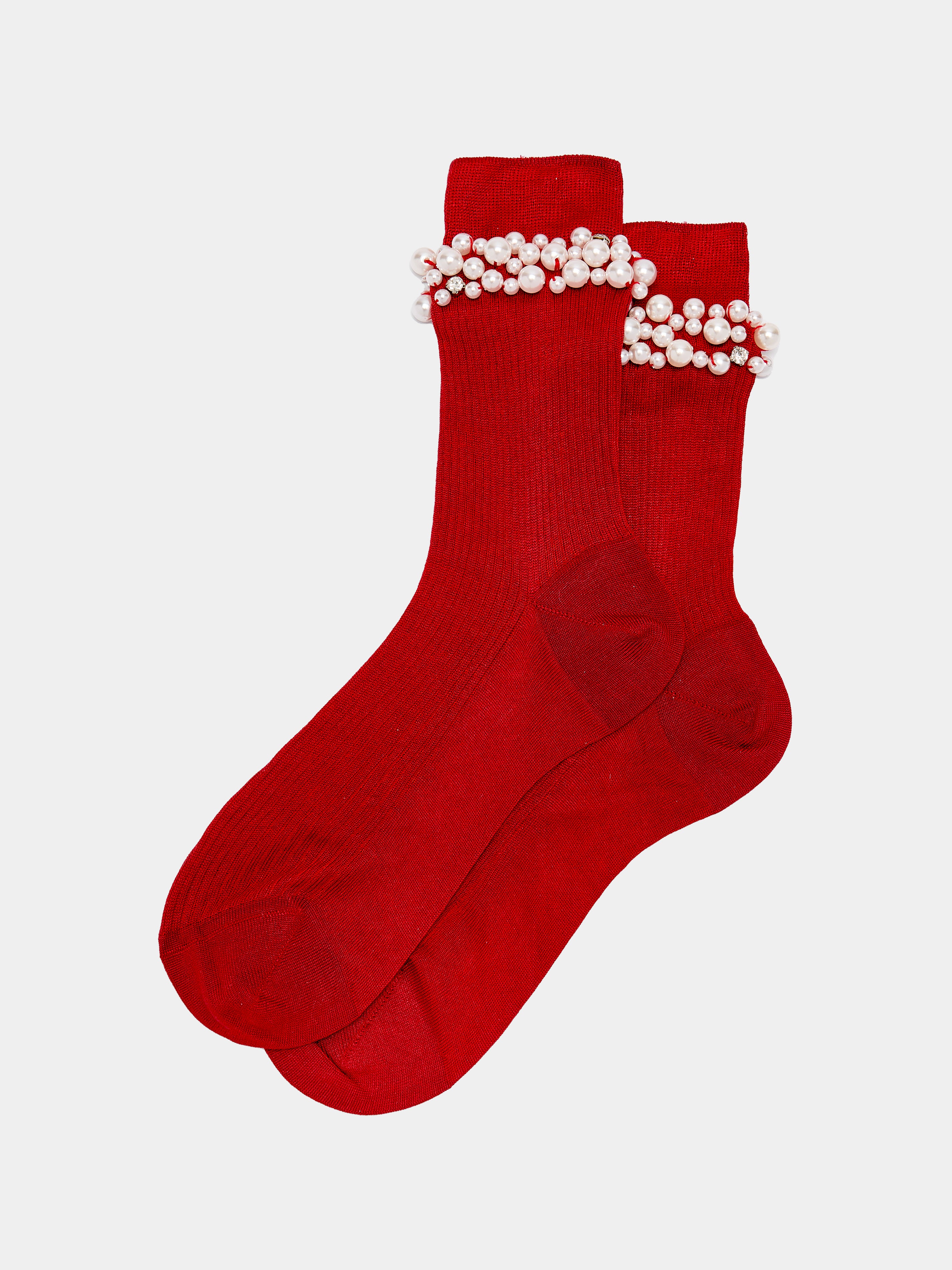 Women's Perles Silk-Blend Mid-Calf Socks | One Size