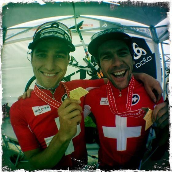 Swiss cross country national champ Nino Schurter and Swiss eliminator champion Marcel Wildhaber