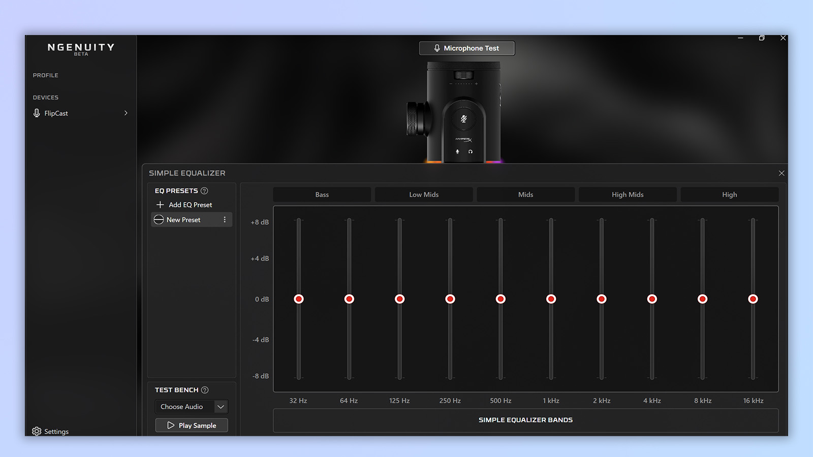 a screenshot from the hyperx ngenuity app showing custom controls and UI