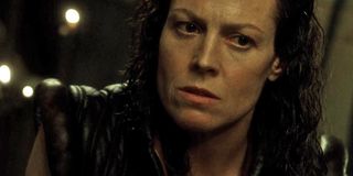 Alien Resurrection Sigourney Weaver with a look of apprehension