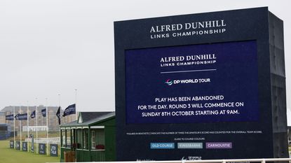 An electric board at the Alfred Dunhill Links Championship