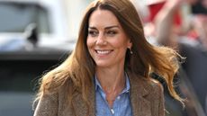 Catherine, Princess of Wales arrives for a visit to Aros Hall, a local community hub on April 29, 2025