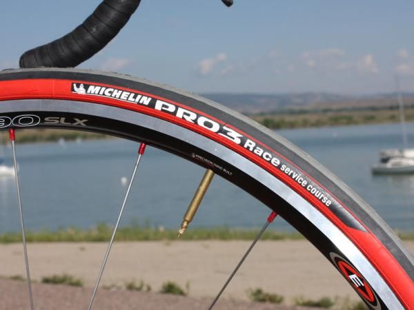 Michelin's Pro 3 Race clinchers deliver a fast roll and excellent cornering grip