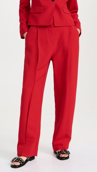 Light Twill Suiting Relaxed Pleated Pants