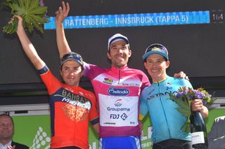 Domenico Pozzovivo, Thibaut Pinot and Miguel Lopez on the podium