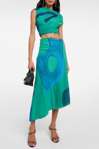 SIR, Frankie Silk-Blend Midi Skirt