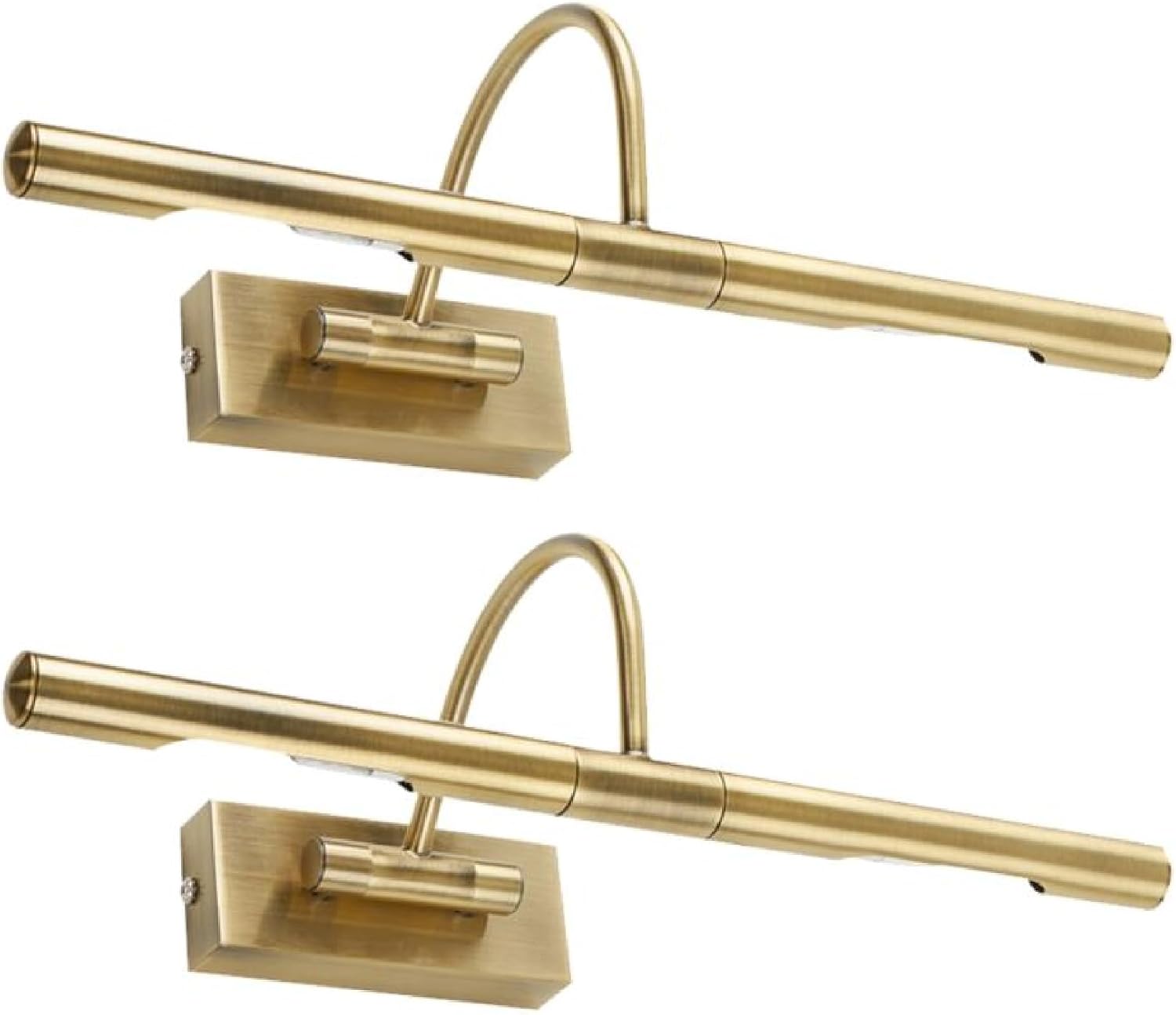 Minisun | Capri Adjustable Antique Brass Mains Powered Display Wall Lights | Hardwired Picture &amp;amp; Display Lights, Home D&amp;eacute;cor &amp;amp; Improvement Essential | Set of 2