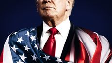 Donald Trump wrapped in American Flag