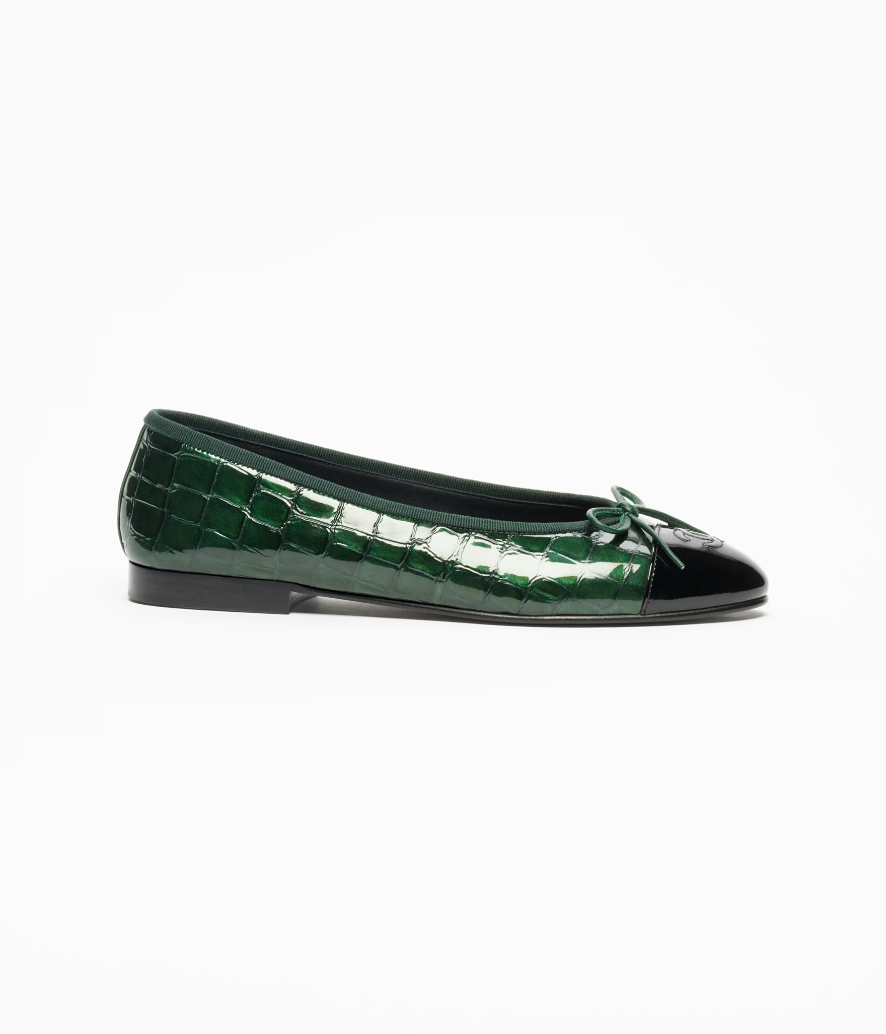chanel, Crocodile Embossed Ballet Flats