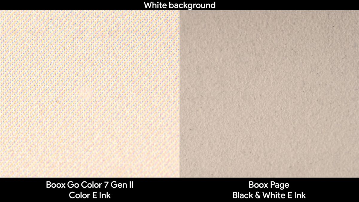 Comparing the screen quality of a white background between the Onyx Boox Page and Onyx Boox Go Color 7 Gen II