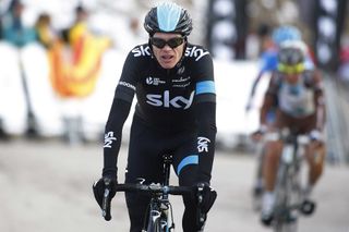Chris Froome finishes on stage three of the 2014 Tour of Catalonia