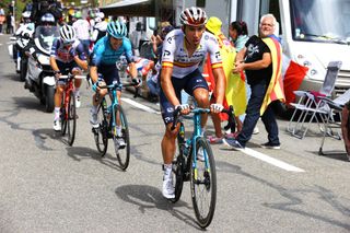 LUZ ARDIDEN FRANCE JULY 15 Kenny Elissonde of France and Team Trek Segafredo Ion Izagirre of Spain Omar Fraile of Spain and Team Astana Premier Tech in the Breakaway at Col du Tourmalet 2115mduring the 108th Tour de France 2021 Stage 18 a 1297km stage from Pau to Luz Ardiden 1715m LeTour TDF2021 on July 15 2021 in Luz Ardiden France Photo by Tim de WaeleGetty Images