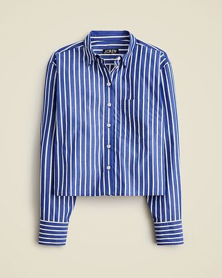 Cropped Button-Up Shirt in Stripe