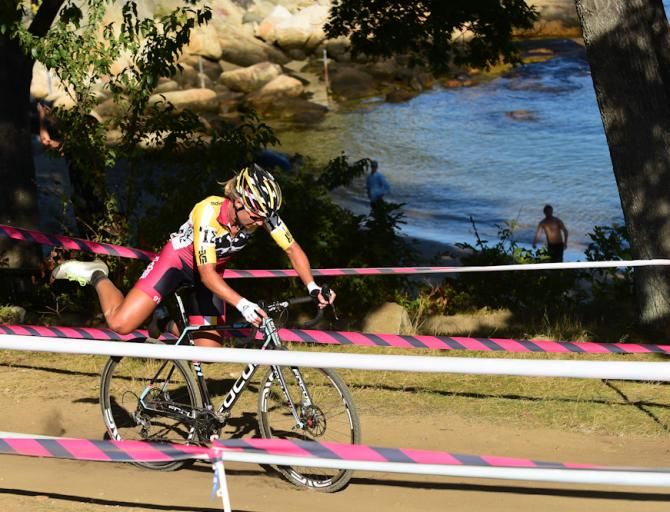 Meredith Miller (Noosa Pro Team) before crashing out late in the race