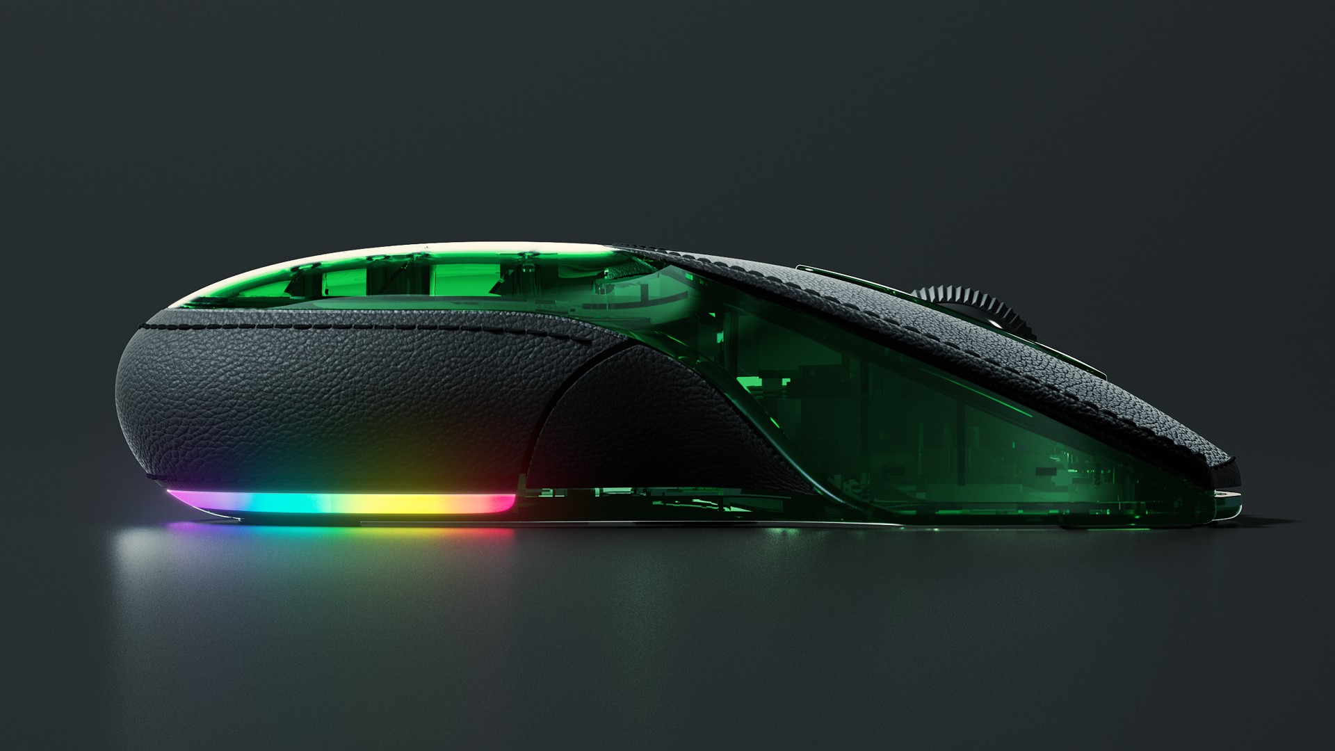 Side view of Razer Boomslang 20th Anniversary Edition gaming mouse on a gray background