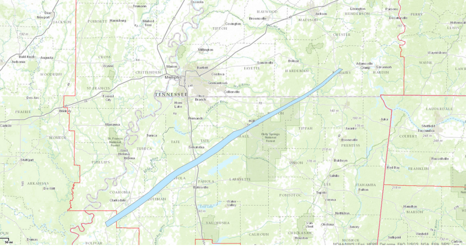 A possibly record-breaking tornado ripped through northern Mississippi on Wednesday.