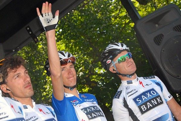 Andy Schleck (Team Saxo Bank) is introduced.