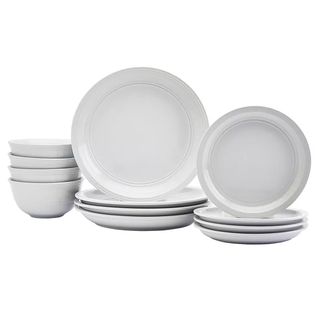 12pc farmhouse white dinnerware set