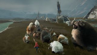 Guiding a large herd of calicorn in Herdling