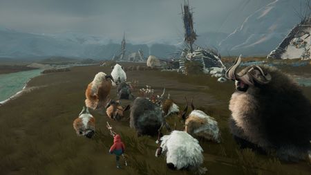 Guiding a large herd of calicorn in Herdling