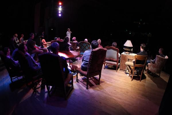 The stage looked a little like an old fashioned gentlemen's club