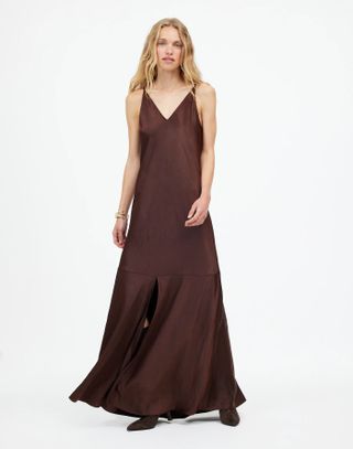 Madewell, Satin Sleeveless Maxi Slip Dress