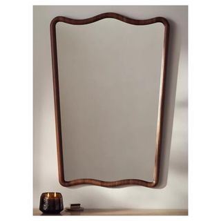 anthropologie mirror with wavy wooden edge