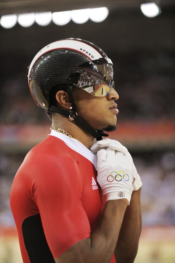 Njisane Nicholas Phillip (Trinidad and Tobago) on the start line during the sprint semi-finals