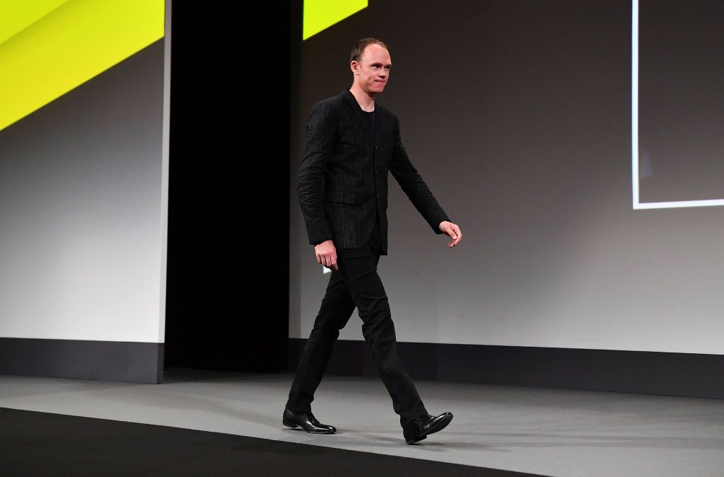 Chris Froome walks onto the stage