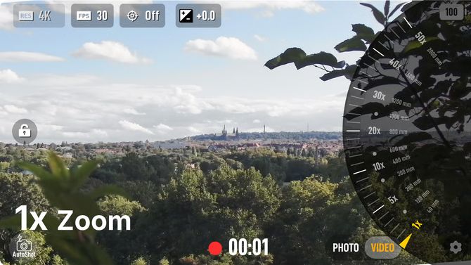 RocXZoom camera, screenshot of zoom range at 1x