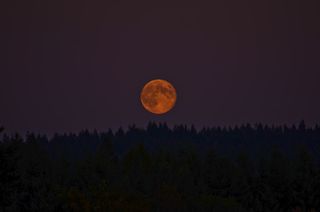 The blue moon over Evergreen Valley in Olympia, Wash., was photographed Aug. 31, 2012 by Mary P. Bowman.