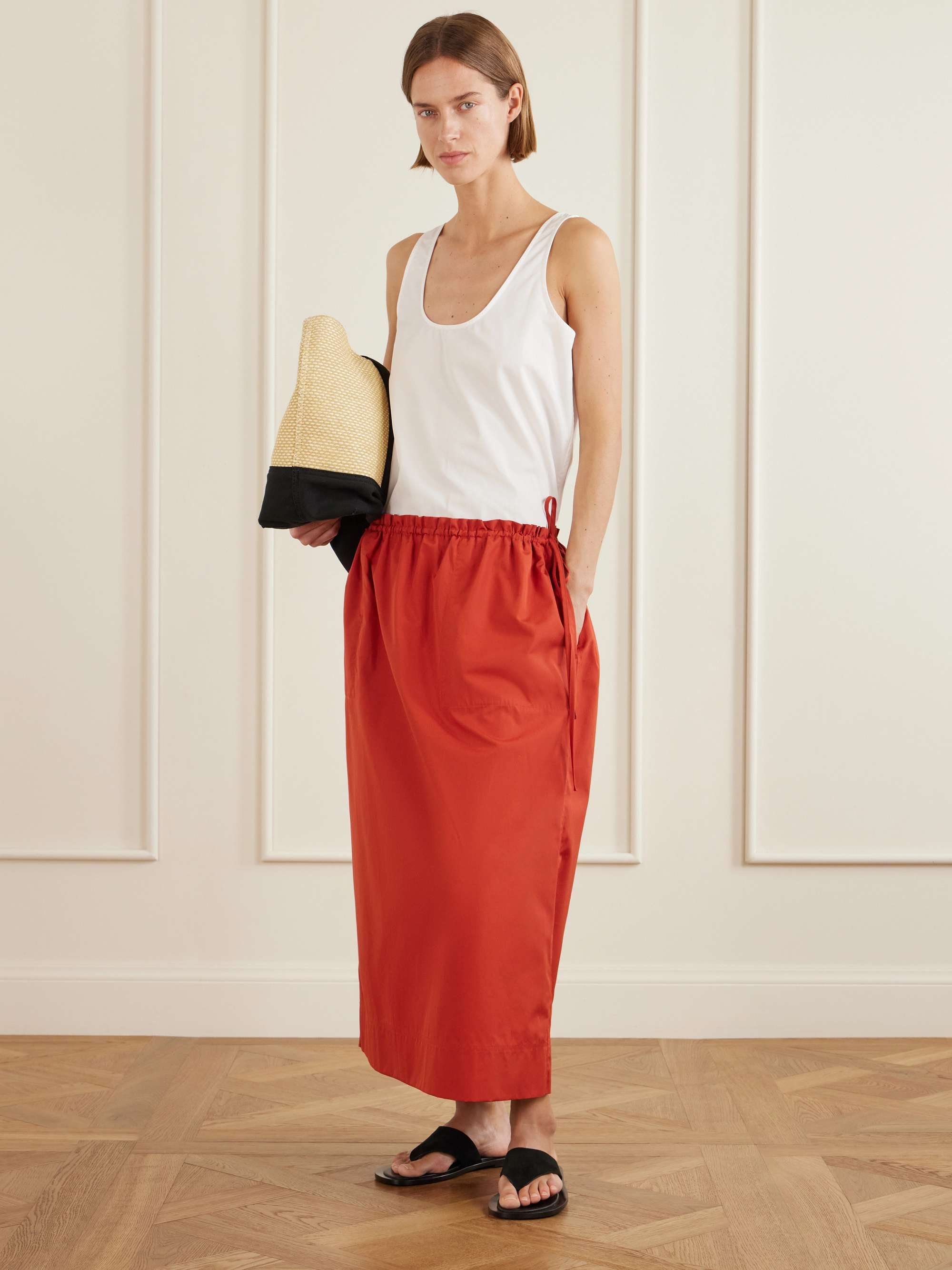 Cotton-Poplin Midi Skirt