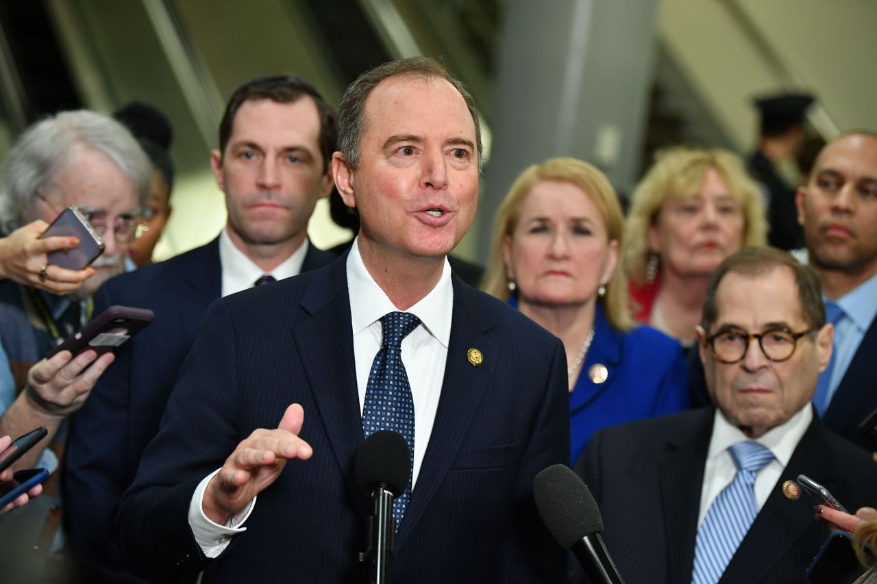 Adam Schiff speaks to the press