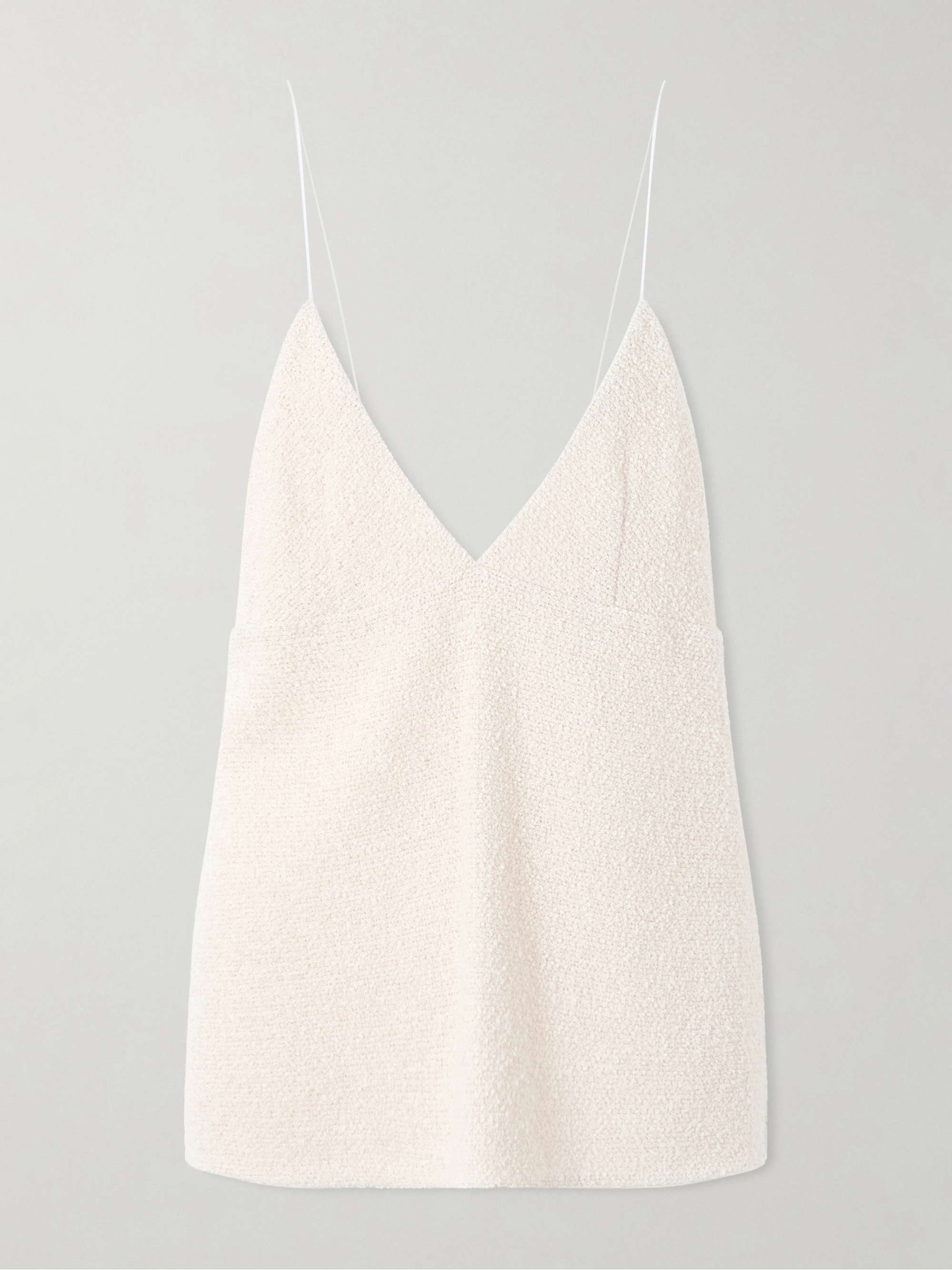 Timy Frayed Organza-Trimmed Cotton-Blend Boucl&amp;eacute; Camisole