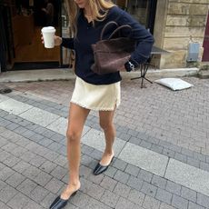 @annelauremais casual outfit slip skirt and sweater