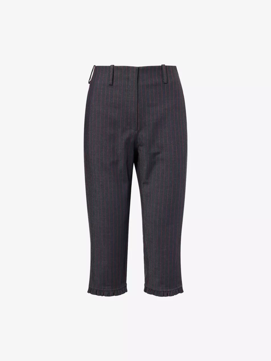 Striped Tailored Woven Capri Trousers