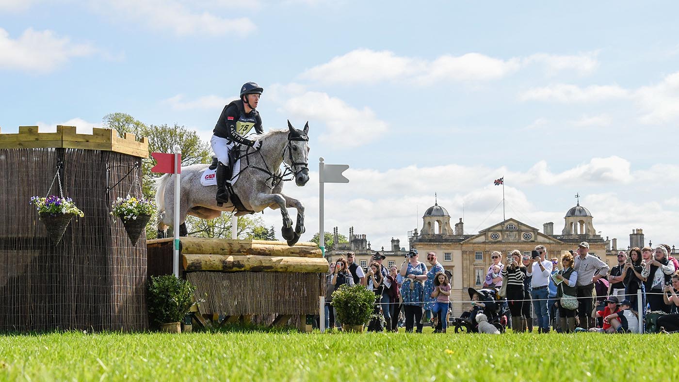 Oliver Townend riding Ballaghmor Class round the 2023 Badminton Horse Trials cross-country