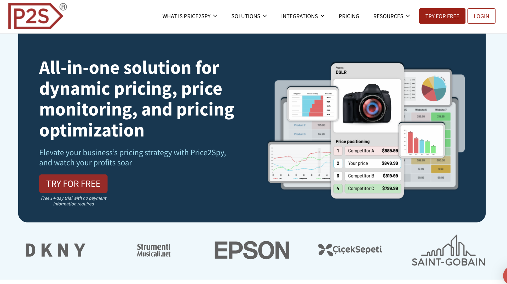 Website screenshot of Price2Spy (November, 2025)