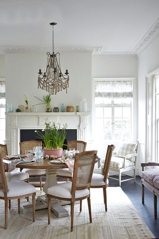 Traditional dining room with a round table