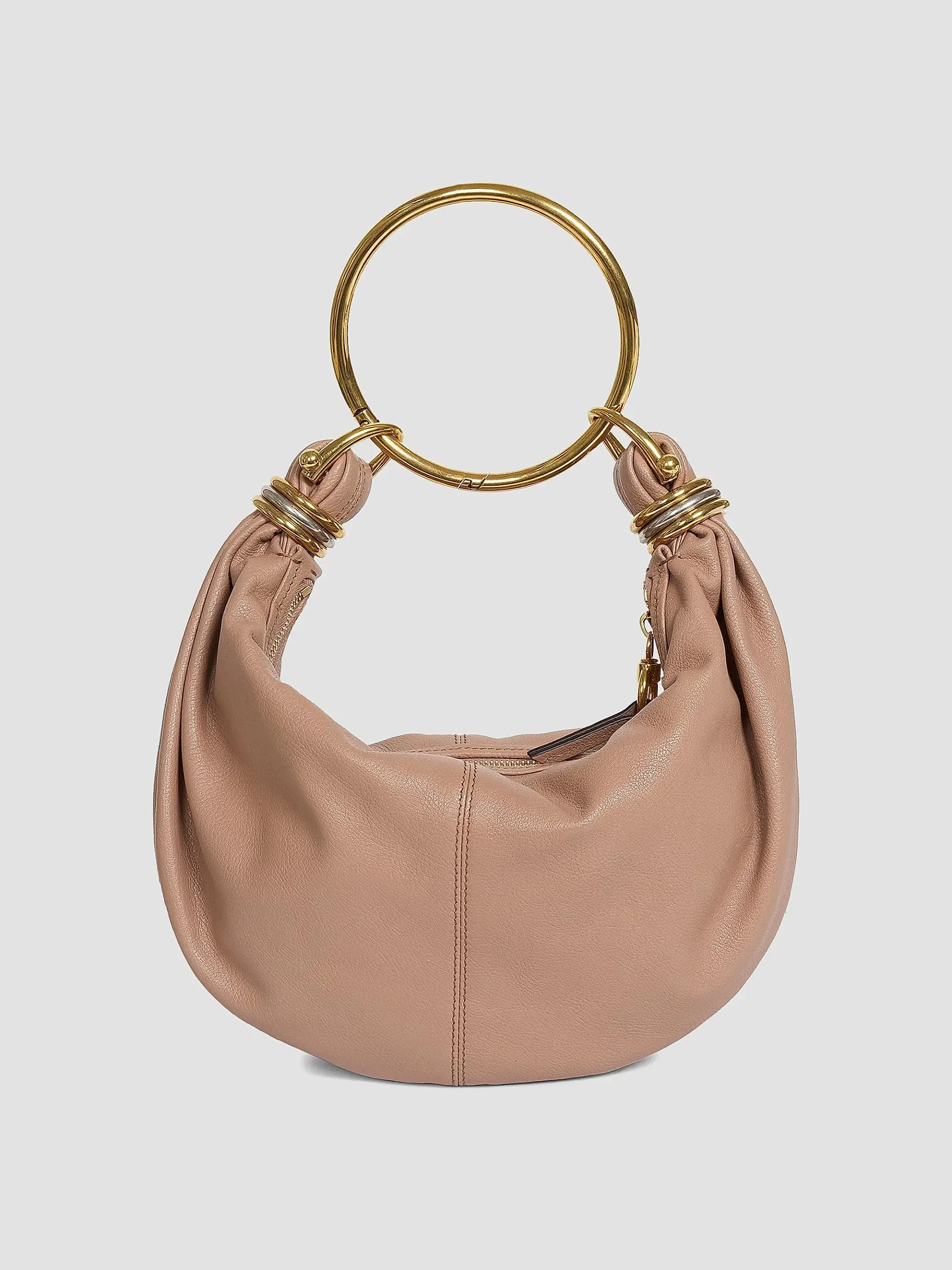 Small Bracelet Grained Leather Hobo Bag