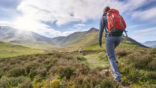 best hiking backpacks: hiker approaching Skiddaw in the Lakes