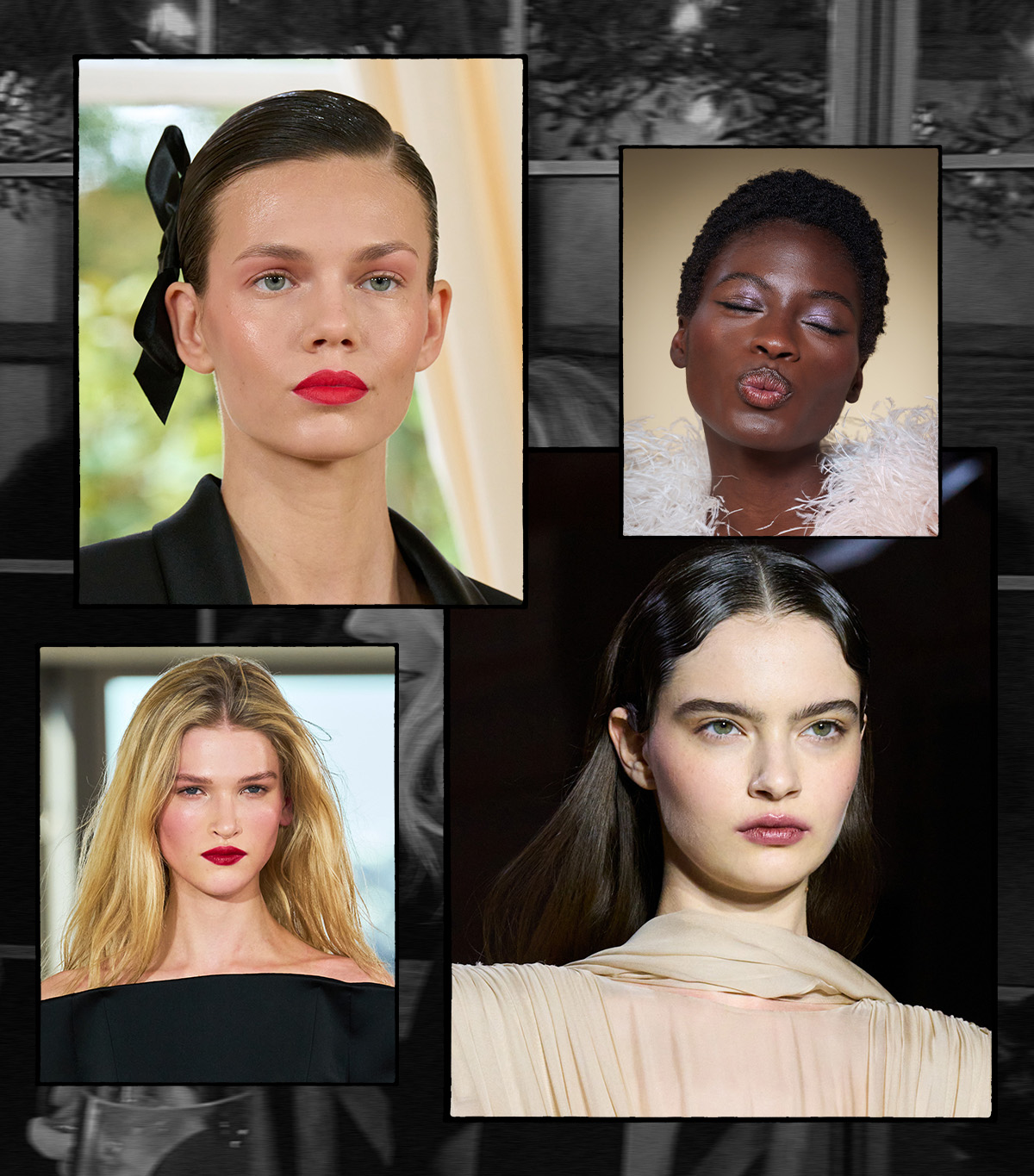 A collage of people in holiday-inspired makeup.