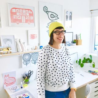 Jane Foster operates from her cute yellow-doored studio at the bottom of her garden
