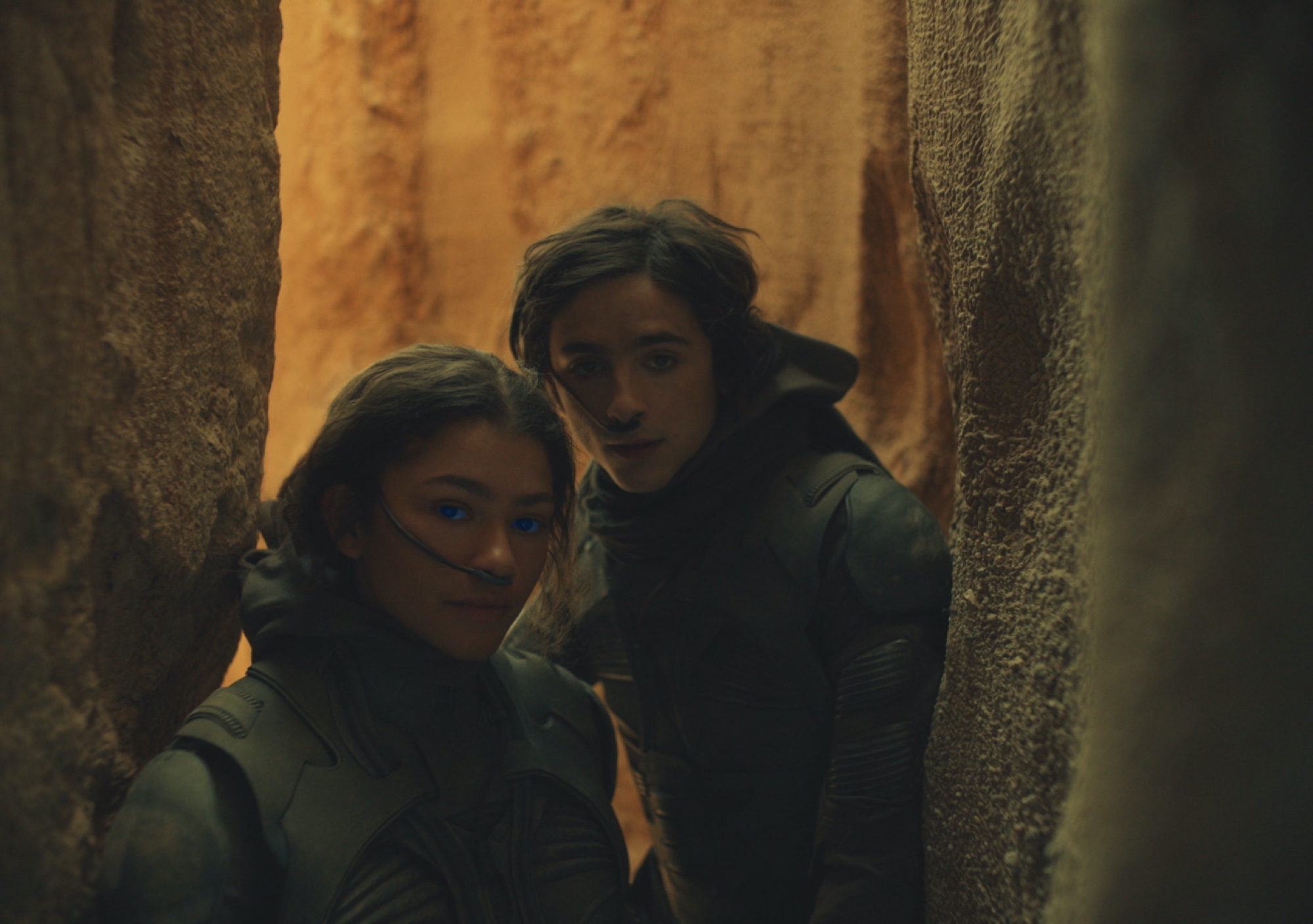 ZENDAYA as Chani and TIMOTHÉE CHALAMET as Paul Atreides in Dune