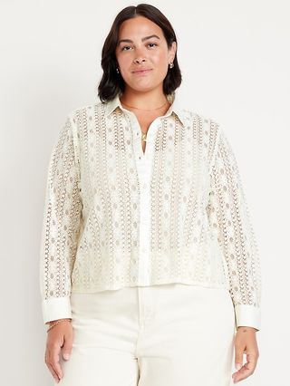 Lace Button-Down Shirt