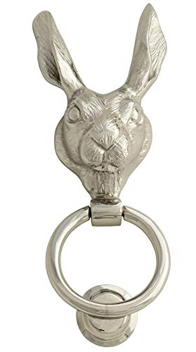 Castelion&amp;reg; Nickel Country Hare Door Knocker | High Quality Home Accessories | Animal Front Door Knocker | Easy to Attach | Unique Home Decor | 22cm X 9cm