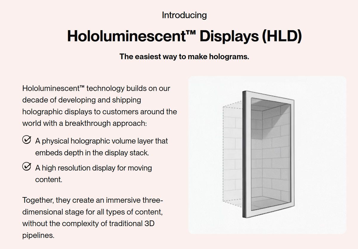 Looking Glass demos new Hololuminescent Display technology
