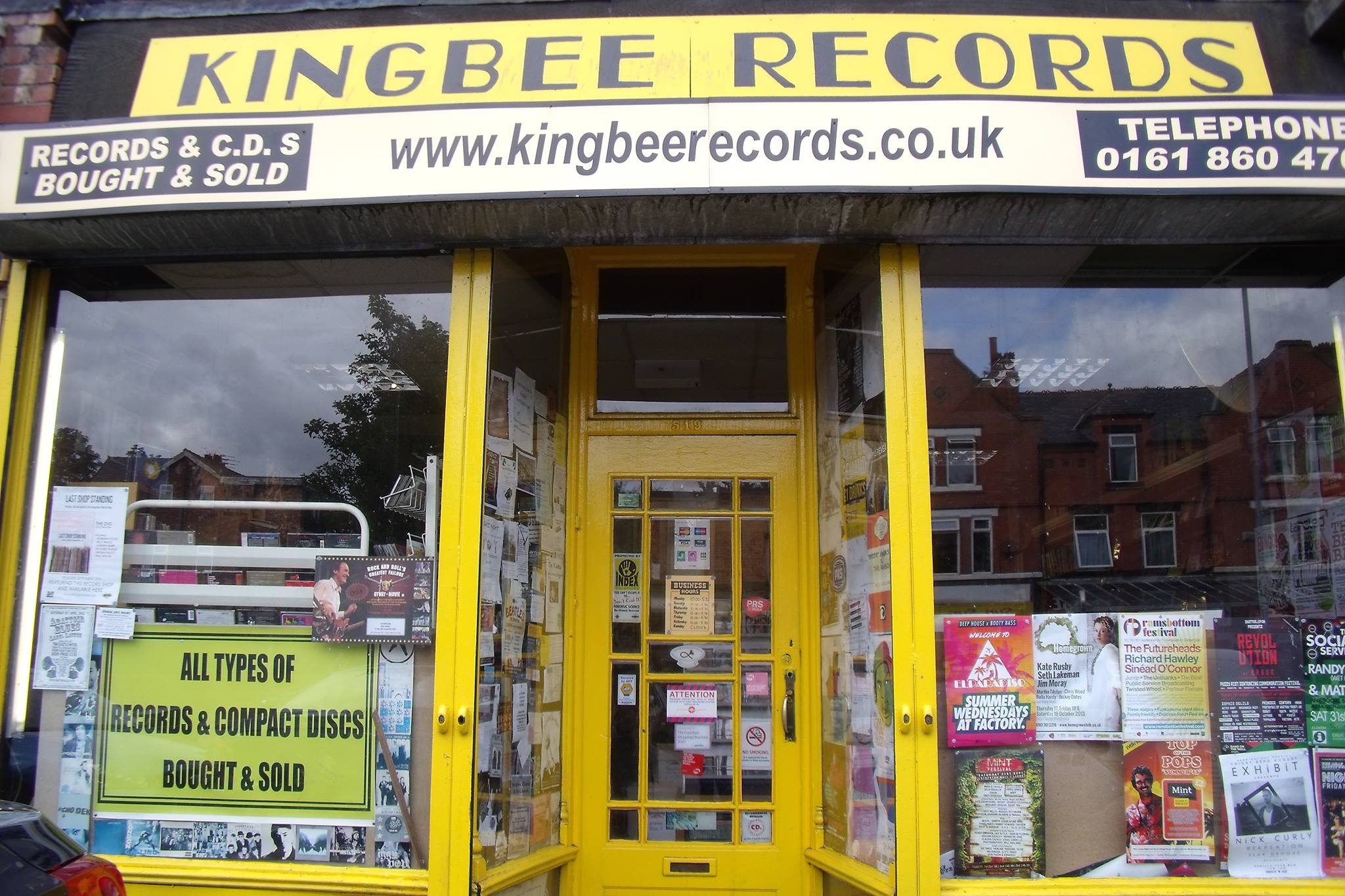 The exterior of the Kingbee Records store in Manchester.