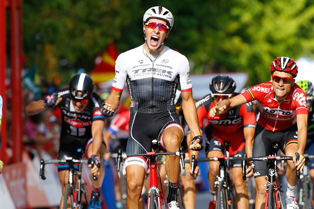 Danny van Poppel (Trek Factory Racing) wins stage 12 of the 2015 Vuelta a Espana.