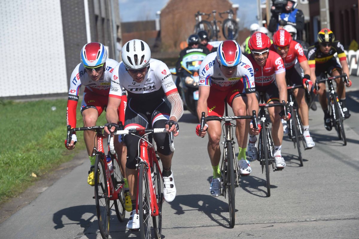 The breakaway on stage 1 of De Panne